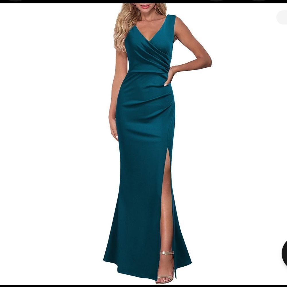 WOOSEA Sleeveless V Neck Split green Cocktail‎ Long Dress size S maxi gown